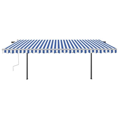 vidaXL Manual Retractable Awning with LED 3x2.5 m Blue and White vidaXL