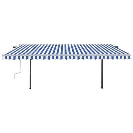 vidaXL Manual Retractable Awning with LED 3x2.5 m Blue and White vidaXL