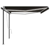 vidaXL Manual Retractable Awning with LED 3x2.5 m Blue and White vidaXL