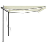 vidaXL Manual Retractable Awning with LED 3x2.5 m Blue and White vidaXL