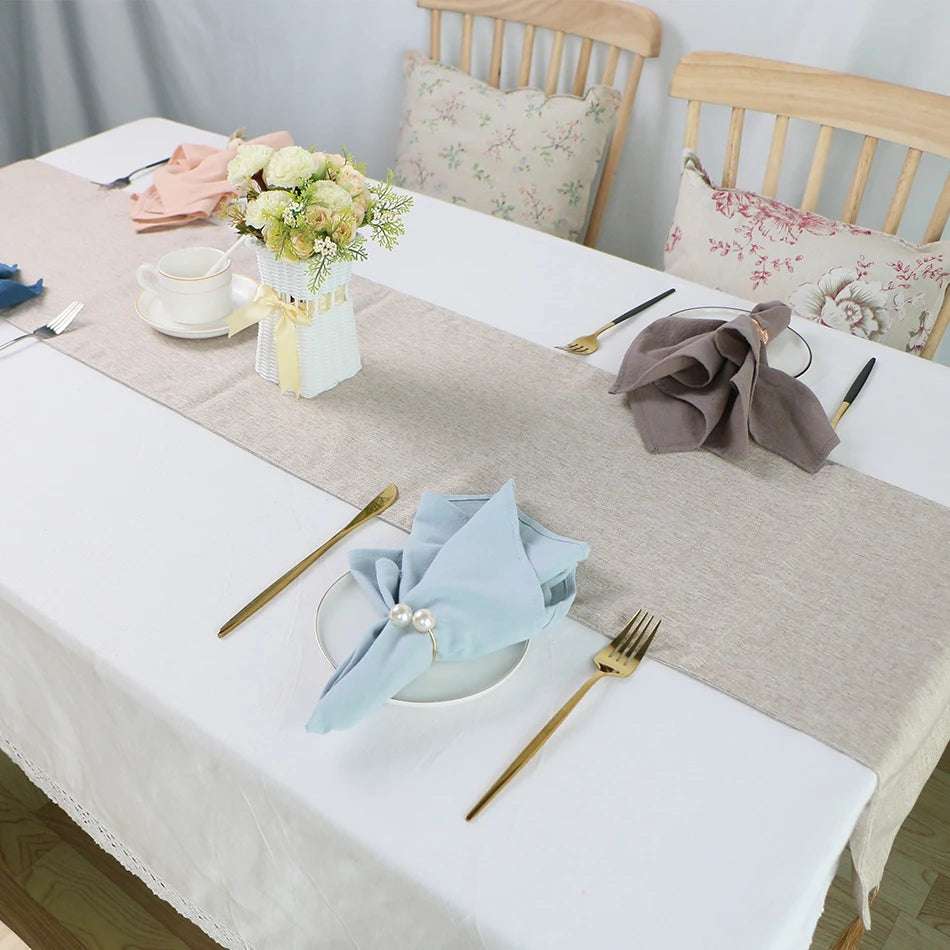 Set Of 12 30x45cm Table Cloth Napkins Cotton Durable Fabric N/A