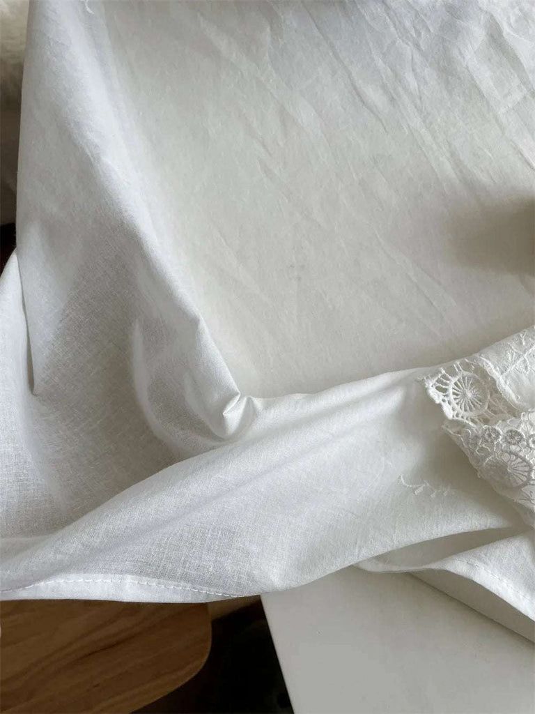 100% Cotton White Embroidery Lace Flower Tablecloth N/A