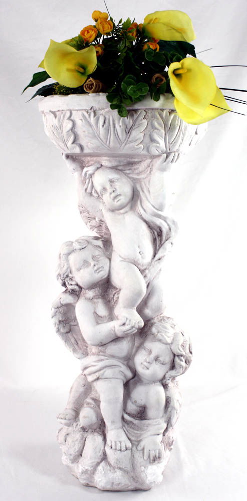 Stone Effect 3 Cherub Jardiniere Or Bird Bath Geko Products