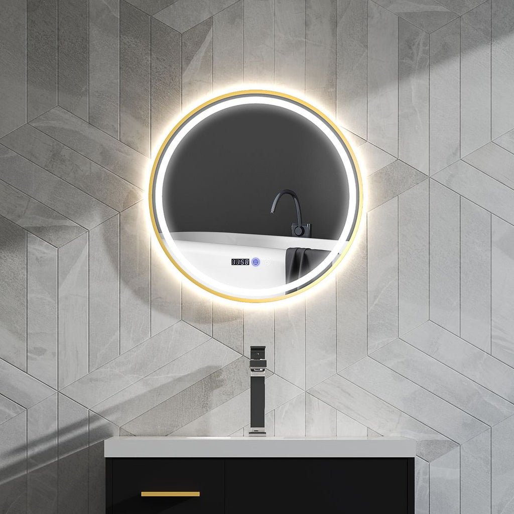 HOMCOM Illuminated Bathroom LED Mirror 60cm Round Wall Mounted Mirror HOMCOM