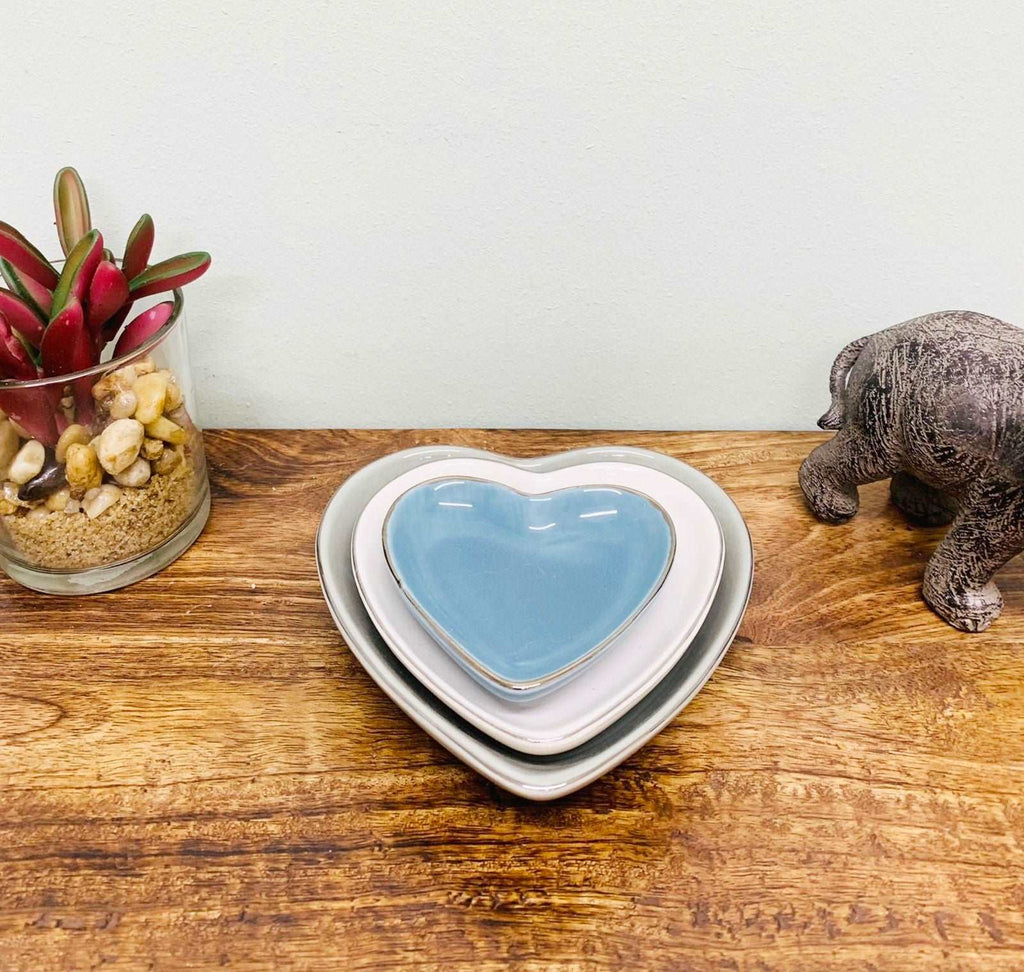 Set of 3 Heart Trinket Dishes Geko Products