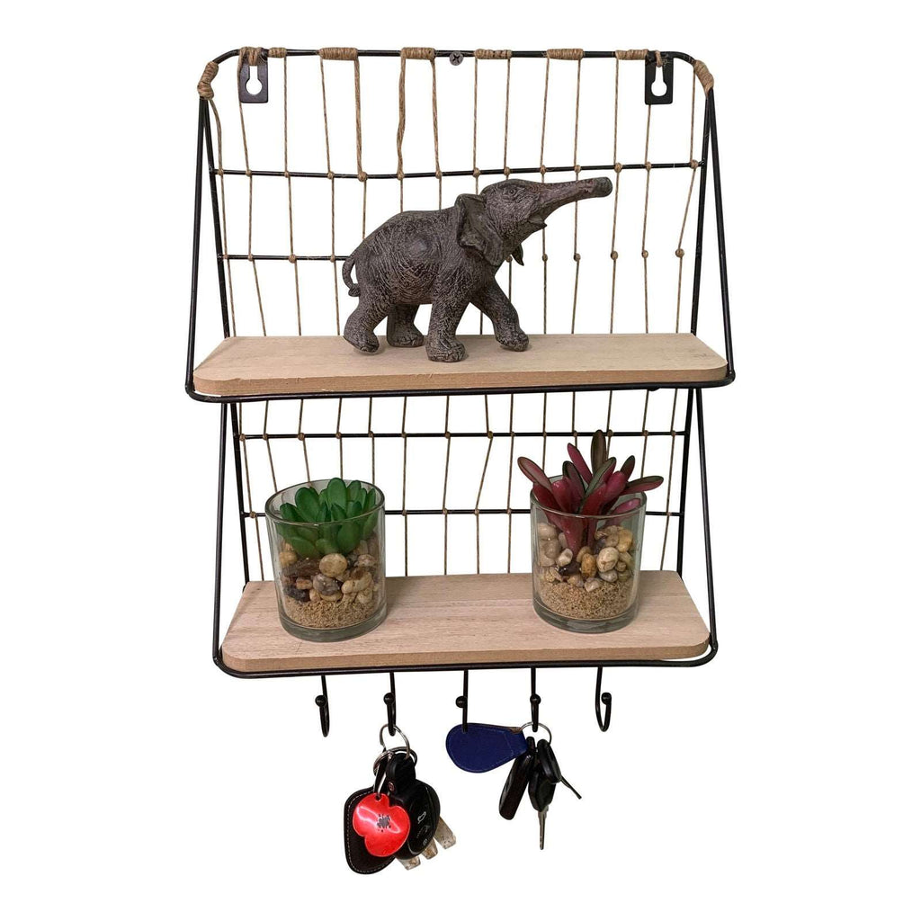 Synergy Wooden Shelf with 4 Hooks Geko Products