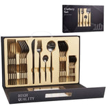 Kitchen Essentials Gold Cutlery Dinnerware Set matte black box Kitchen Essentials
