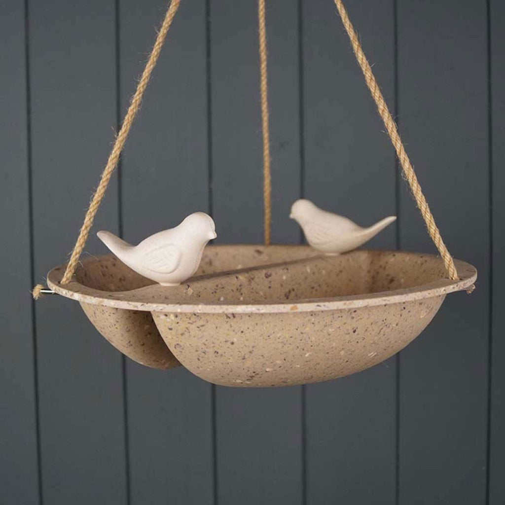 Earthy Coffee Husks Hanging Bird Bath and Feeder (27cm) Geko Products