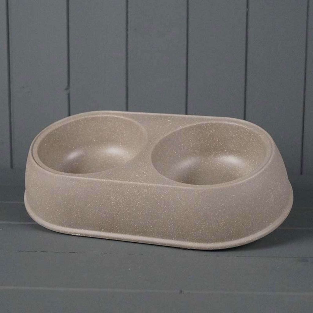 Earthy Large Duo Pet Bowl Made with Straw (31x18cm) Geko Products