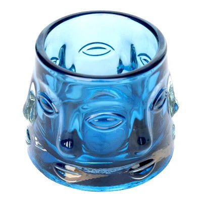 Blue Glass Face Design Candle Holder - Shades 4 Seasons