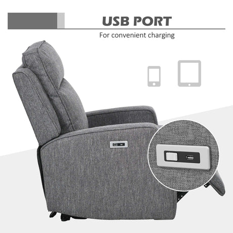 HOMCOM Electric Reclining Chair, with USB port and Footrest