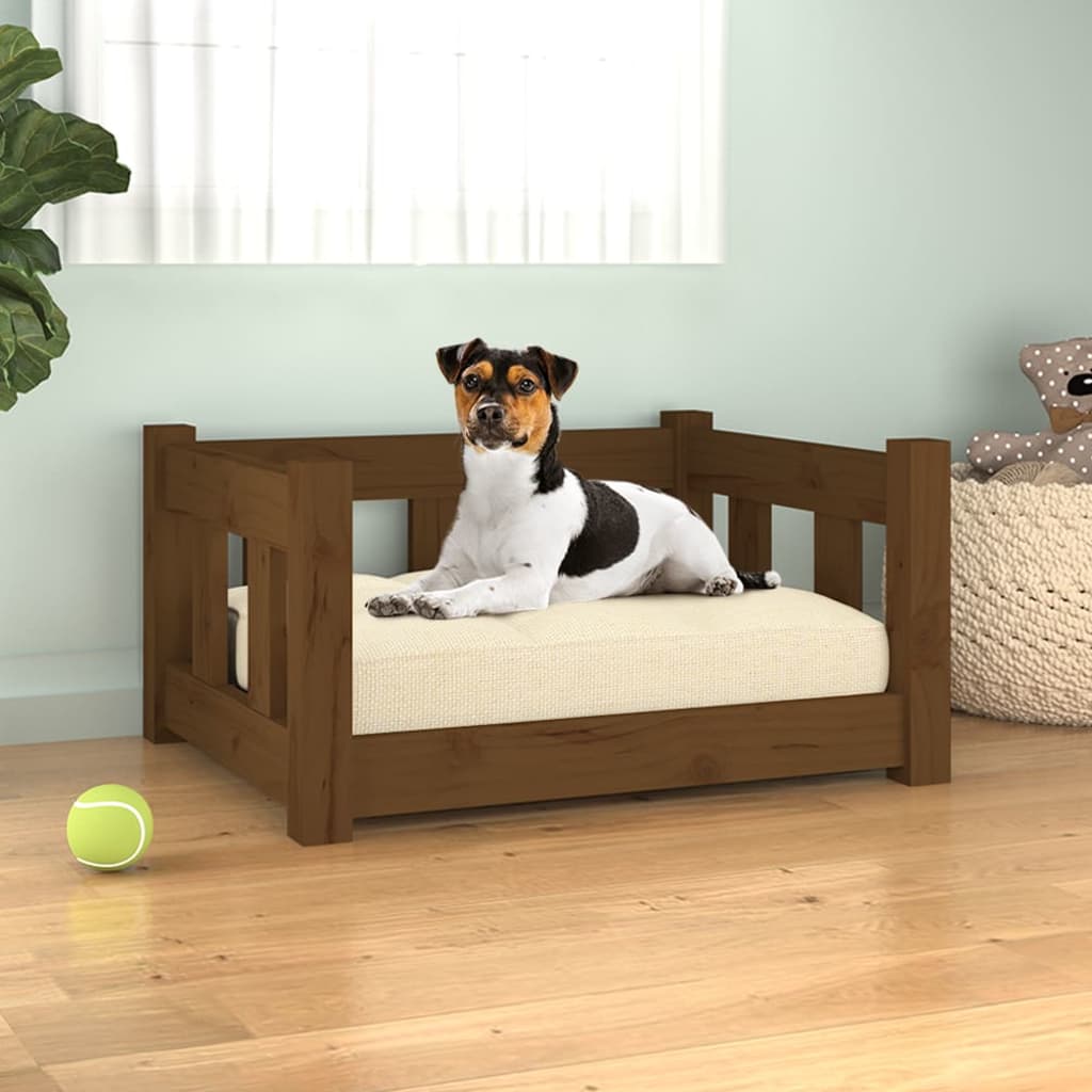 vidaXL Dog Bed 55.5x45.5x28 cm Solid Wood Pine honey brown 55.5 x 45.5 x 28 cm vidaXL