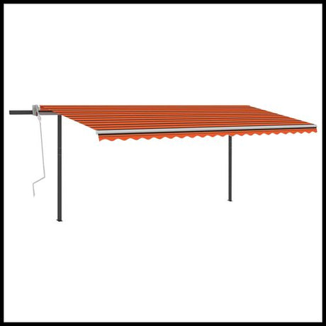 vidaXL Manual Retractable Awning with LED 3x2.5 m Blue and White vidaXL