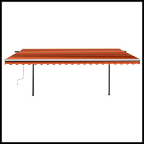 vidaXL Manual Retractable Awning with LED 3x2.5 m Blue and White vidaXL