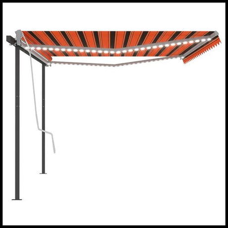 vidaXL Manual Retractable Awning with LED 3x2.5 m Blue and White vidaXL