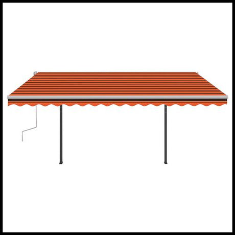 vidaXL Manual Retractable Awning with LED 3x2.5 m Blue and White vidaXL