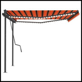 vidaXL Manual Retractable Awning with LED 3x2.5 m Blue and White vidaXL