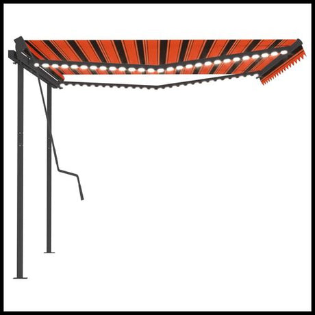 vidaXL Manual Retractable Awning with LED 3x2.5 m Blue and White vidaXL