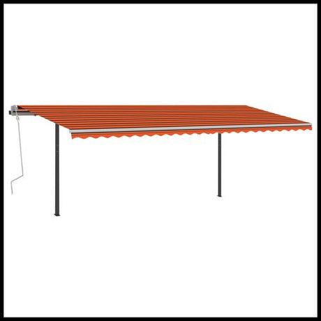 vidaXL Manual Retractable Awning with LED 3x2.5 m Blue and White vidaXL