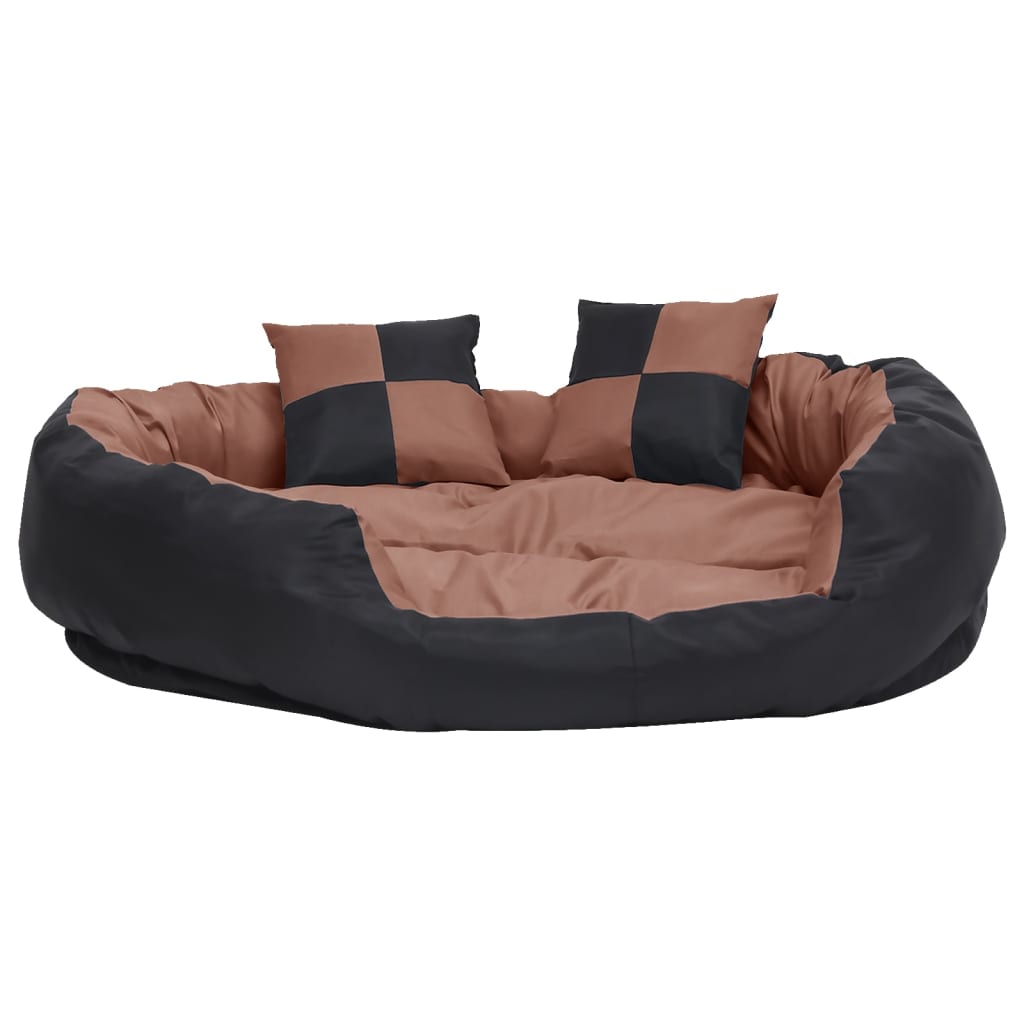 vidaXL Reversible & Washable Dog Cushion Grey and Black 65x50x20 cm vidaXL