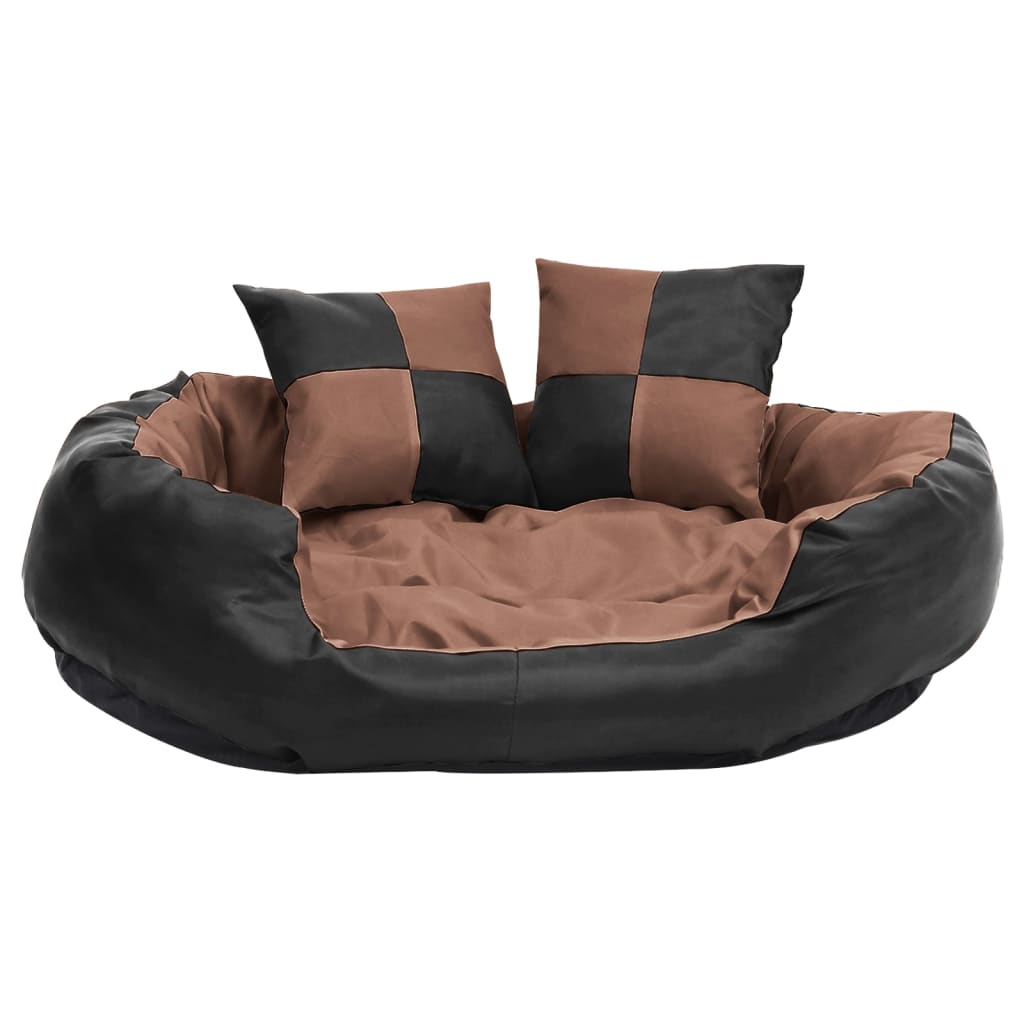 vidaXL Reversible & Washable Dog Cushion Grey and Black 65x50x20 cm vidaXL