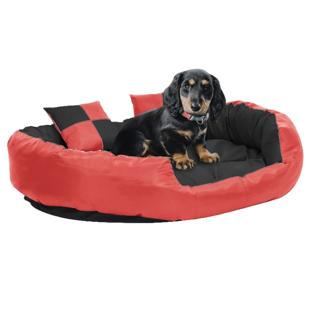 vidaXL Reversible & Washable Dog Cushion Grey and Black 65x50x20 cm red and black 110 x 80 x 23 cm vidaXL
