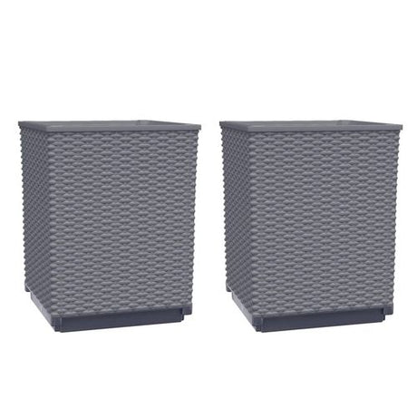 vidaXL Garden Planters 2 pcs Dark Grey 30x30x37 cm Polypropylene vidaXL