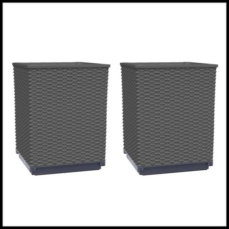 vidaXL Garden Planters 2 pcs Dark Grey 30x30x37 cm Polypropylene vidaXL