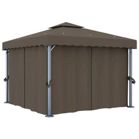 vidaXL Gazebo with Curtain & LED String Lights 3x3 m Cream White vidaXL