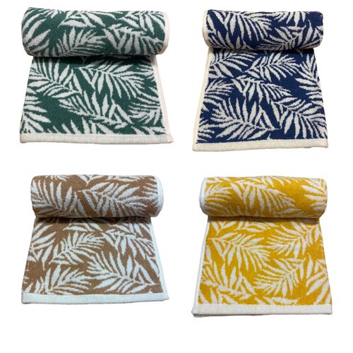 Botanical Leaf Turkish Cotton jacquard towel Bellissimo Home