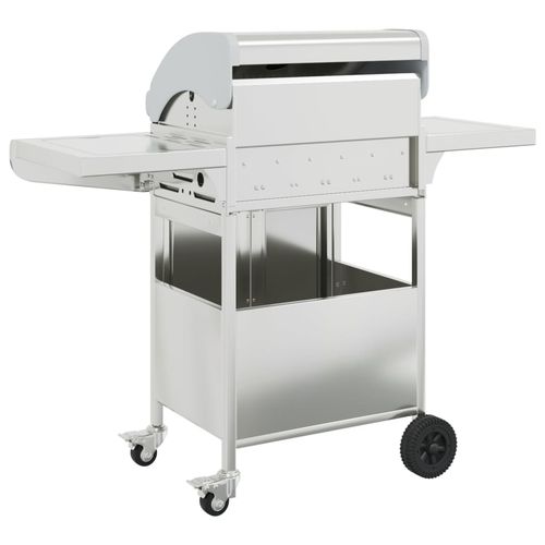 vidaXL Gas BBQ Grill with 4 Burners Silver Stainless Steel vidaXL