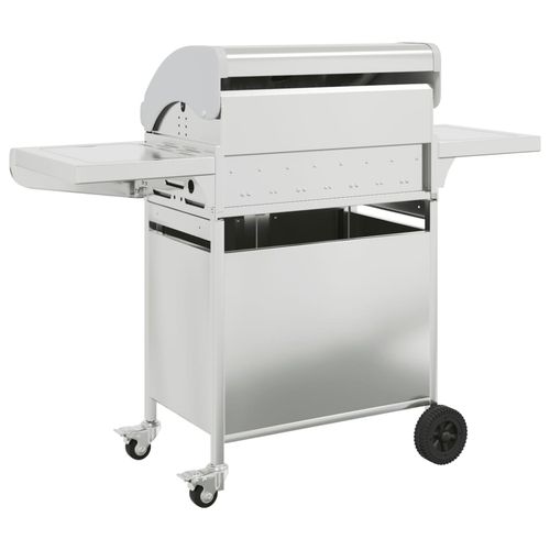 vidaXL Gas BBQ Grill with 4 Burners Silver Stainless Steel vidaXL