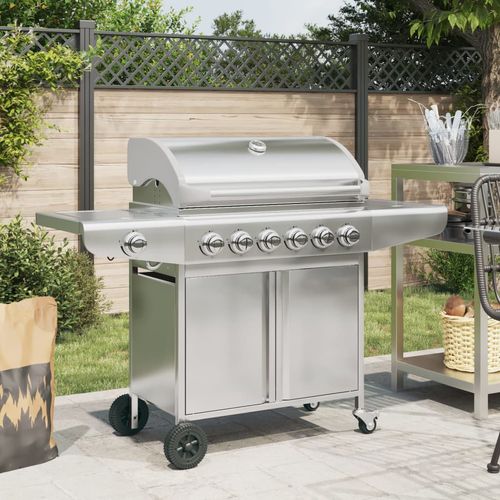vidaXL Gas BBQ Grill with 4 Burners Silver Stainless Steel 7 burners vidaXL