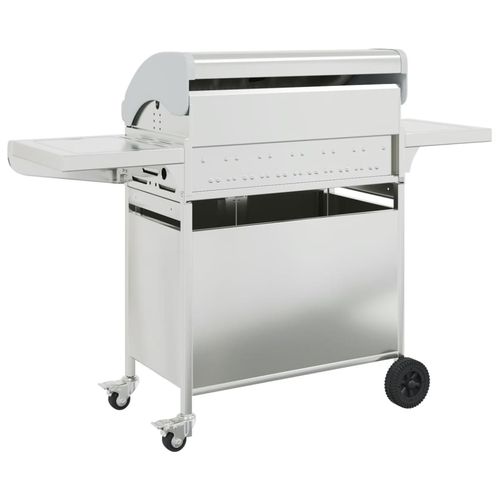 vidaXL Gas BBQ Grill with 4 Burners Silver Stainless Steel vidaXL