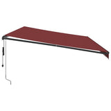 vidaXL Automatic Retractable Awning with LEDs Burgundy 300x250 cm vidaXL
