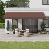 vidaXL Automatic Retractable Awning with LEDs Burgundy 300x250 cm brown 600 x 300 cm vidaXL