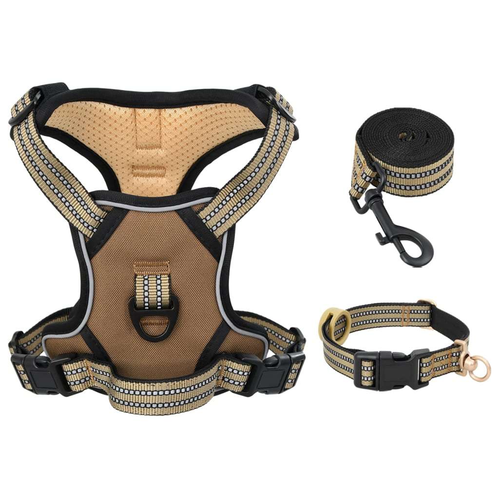 vidaXL Dog Harness with Lead & Collar Adjustable Black S vidaXL