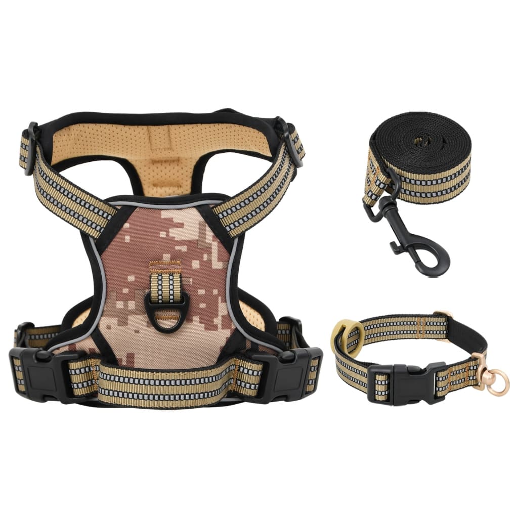 vidaXL Dog Harness with Lead & Collar Adjustable Black S vidaXL