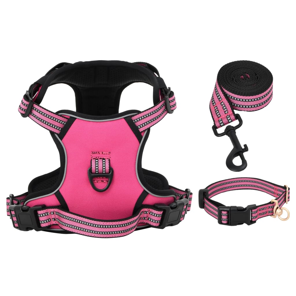 vidaXL Dog Harness with Lead & Collar Adjustable Black S vidaXL