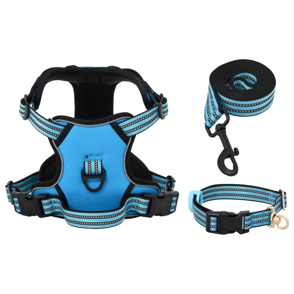 vidaXL Dog Harness with Lead & Collar Adjustable Black S vidaXL