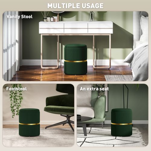 HOMCOM Round Pouffe, Storage Footstool with Cushioned Top HOMCOM