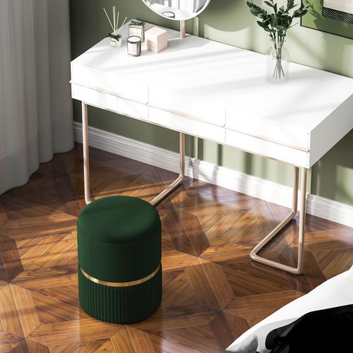 HOMCOM Round Pouffe, Storage Footstool with Cushioned Top HOMCOM