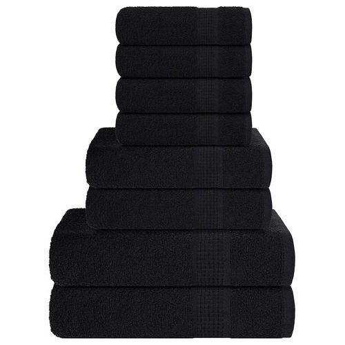 vidaXL 8 Piece Towel Set Blue 360 gsm 100% Cotton black vidaXL