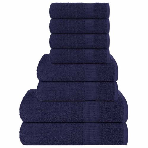 vidaXL 8 Piece Towel Set Blue 360 gsm 100% Cotton navy blue vidaXL