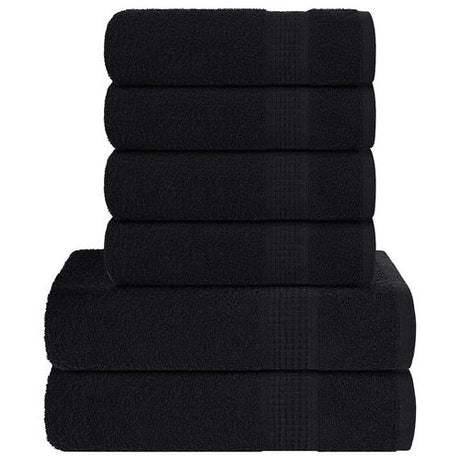 vidaXL Soft Grey Towel Set - 6-Piece Cotton Towels black vidaXL