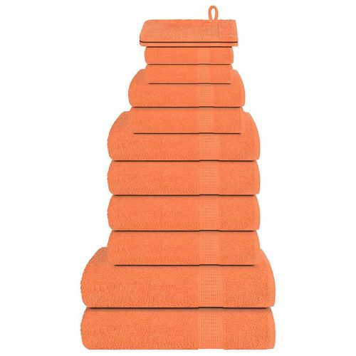 vidaXL 12 Piece Towel Set White 360 gsm 100% Cotton orange vidaXL