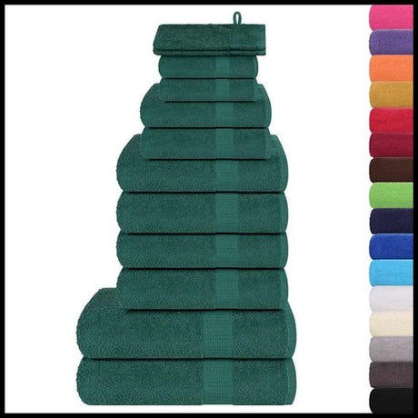 vidaXL Green Towel Set Soft Cotton Bathroom Towels vidaXL