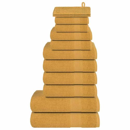vidaXL 12 Piece Towel Set White 360 gsm 100% Cotton gold vidaXL