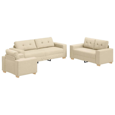 vidaXL Sofa Set with Cushion with Pillow 3 pcs Grey Fabric Cream vidaXL