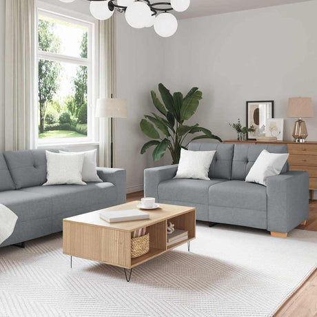 vidaXL Sofa Set with Cushion with Pillow 3 pcs Grey Fabric Light grey vidaXL